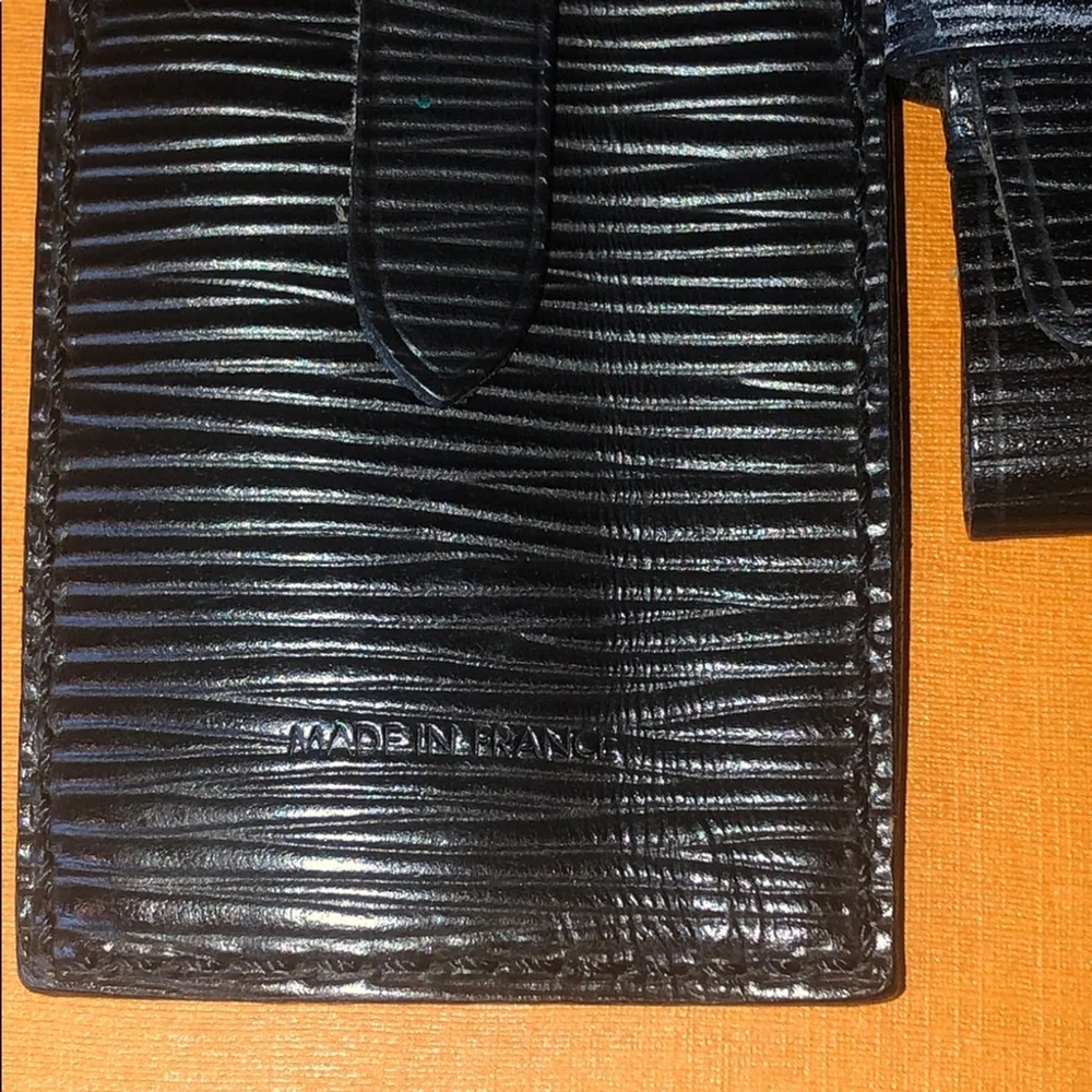 Louis Vuitton Black Epi Leather Luggage Tag and Poignet Set